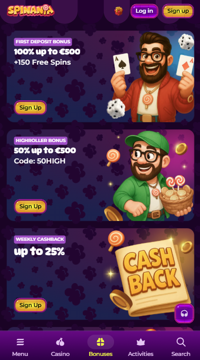Spinania Casino Bonuses