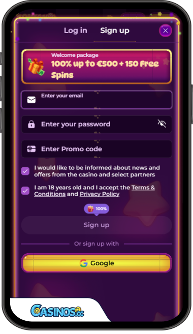 Spinania Casino Login from Mobile