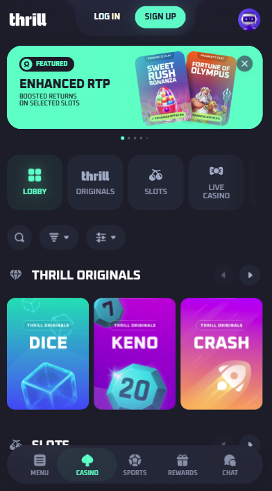 Thrill Casino Lobby