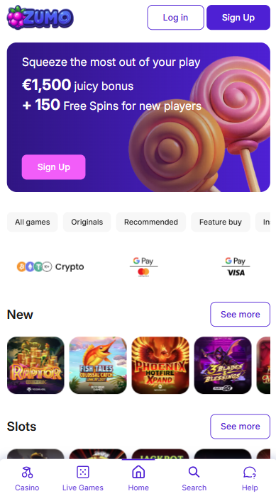 ZumoBet Casino Lobby