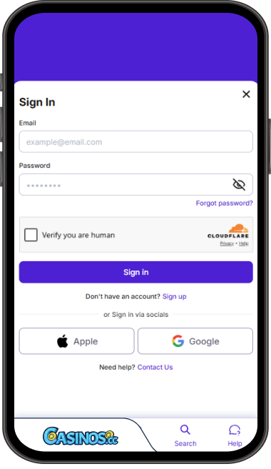 ZumoBet Casino Login from Mobile