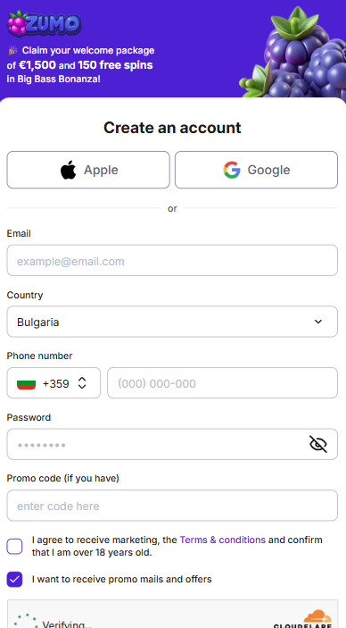 ZumoBet Casino Sign Up