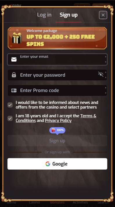 AFKSpin Casino Sign Up