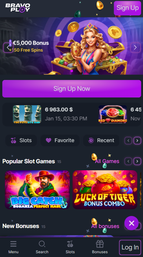 BravoPlay Casino Lobby