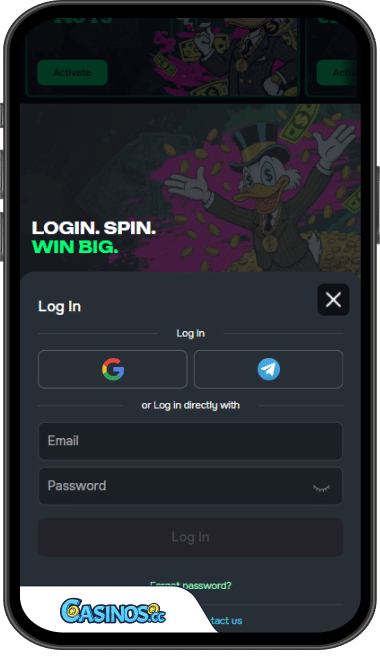 Casho Bet Casino Login from Mobile