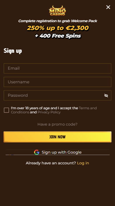 Mino Casino Sign Up