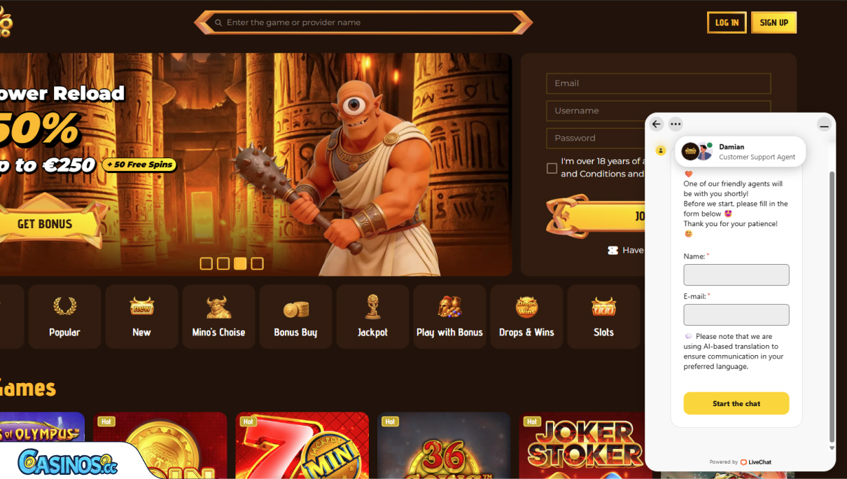 Mino Casino Support