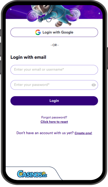 SpaceHills Casino Login from Mobile