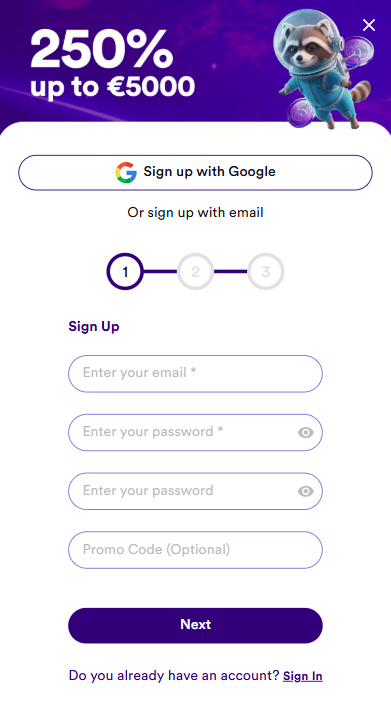 SpaceHills Casino Sign Up