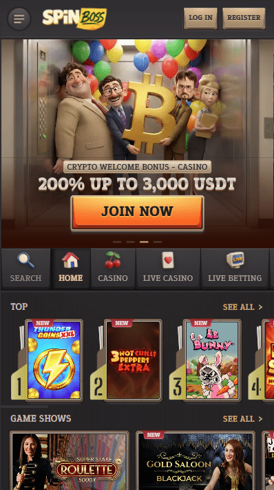 SpinBoss Casino Lobby