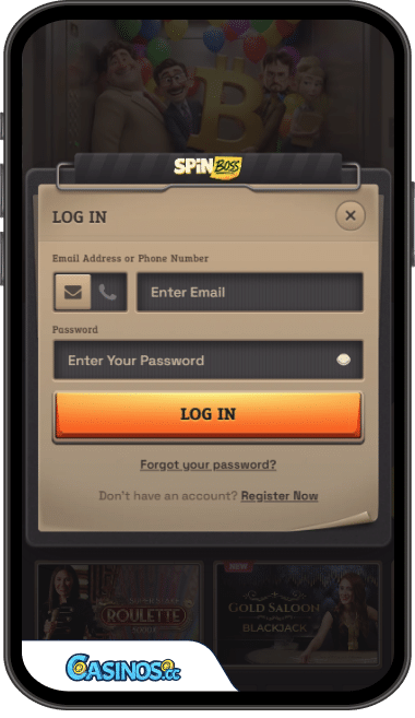 SpinBoss Casino Login from Mobile