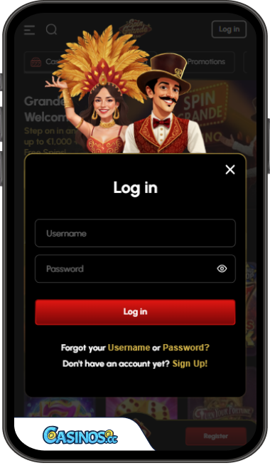 SpinGrande Casino Login from Mobile