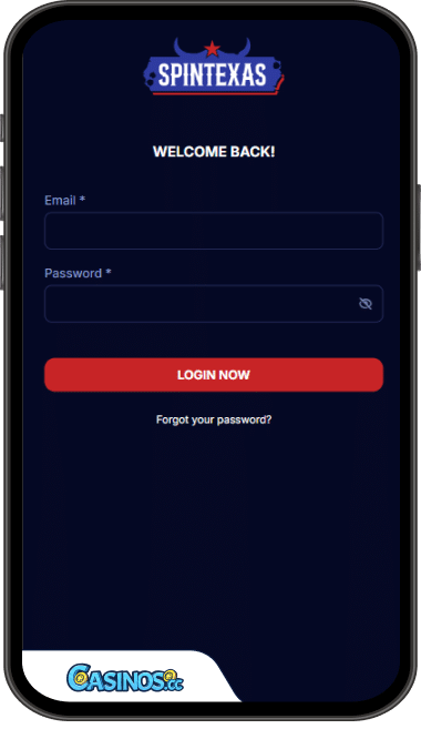 SpinTexas Casino Login from Mobile
