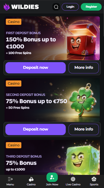 Wildies Casino Bonuses