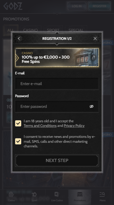 Godz Casino Sign Up