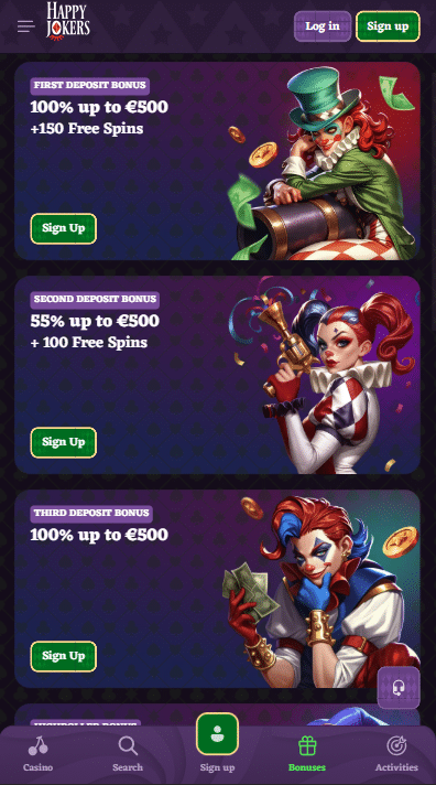Happy Jokers Casino Bonuses