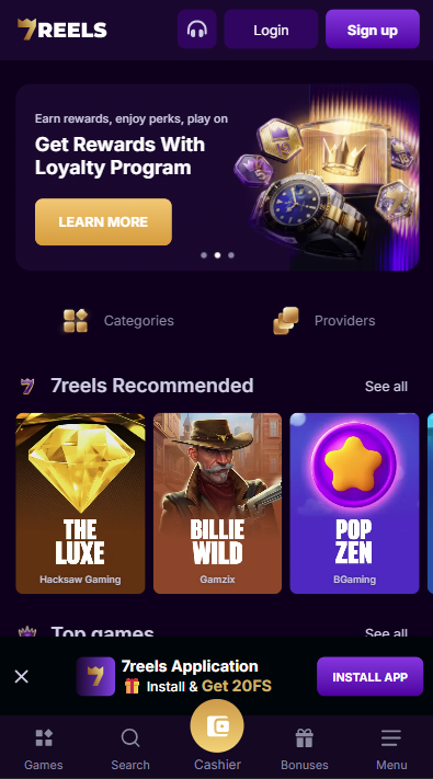 SevenReels Casino Lobby