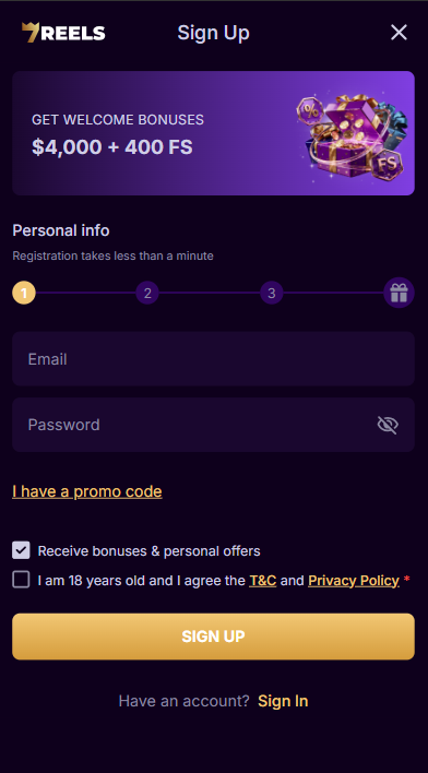 SevenReels Casino Sign Up
