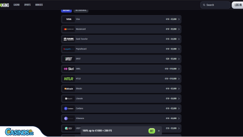 Slim King Casino Payments