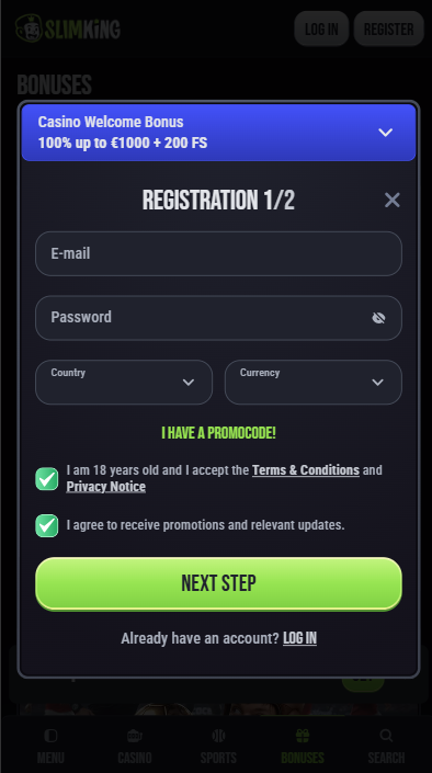 Slim King Casino Sign Up