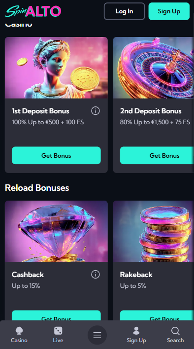 SpinAlto Casino Bonuses