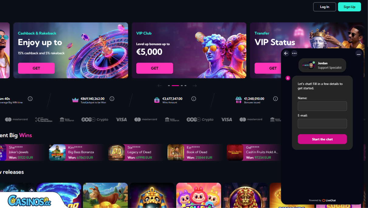 SpinAlto Casino Support