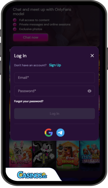 TomCasino Login from Mobile