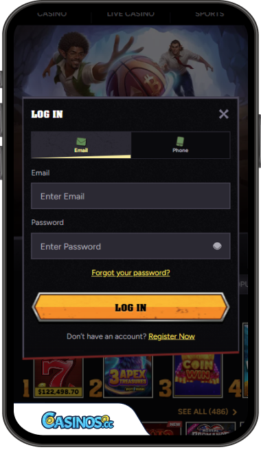 Wintino Casino Login from Mobile