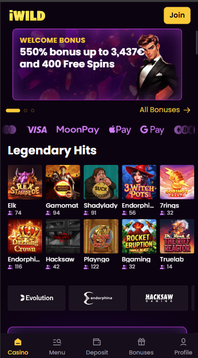 iWild Casino Lobby