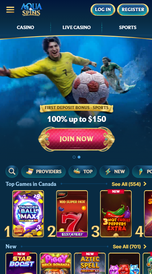 AquaSpins Casino Lobby