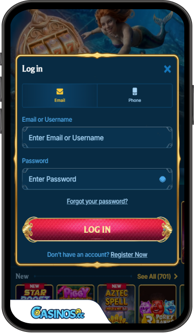 AquaSpins Casino Login from Mobile