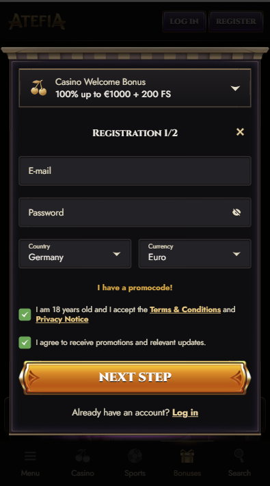 Atefia Casino Sign Up