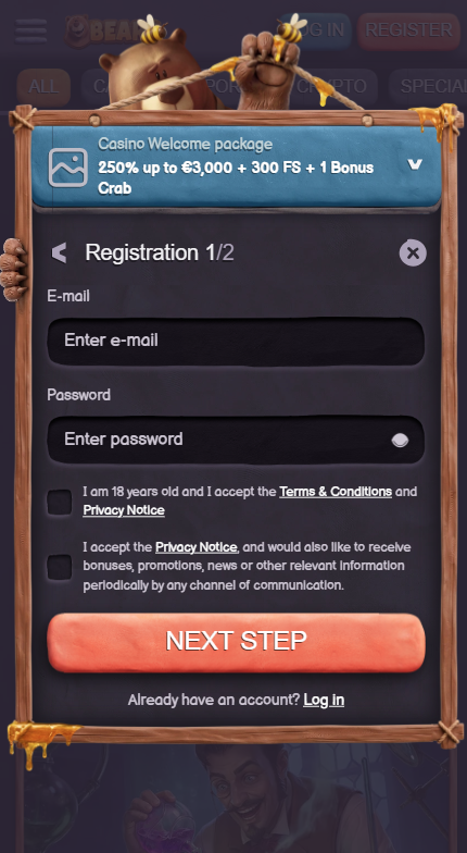 Bearo Casino Sign Up
