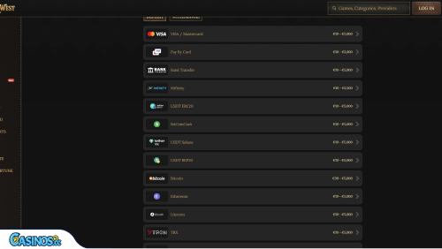 BetWest Casino Payments