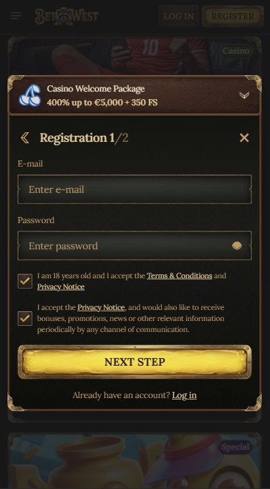 BetWest Casino Sign Up