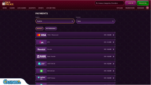 Dice Palace Casino Payments