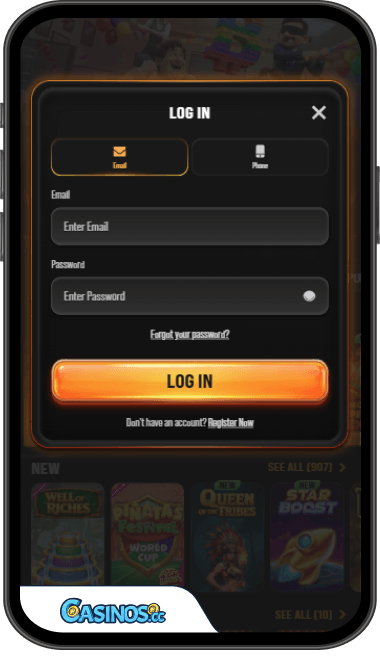 DiceSpin Casino Login from Mobile