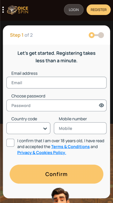 DiceSpin Casino Sign up