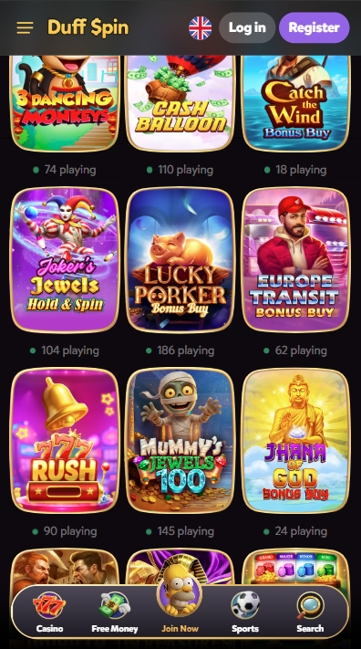 DuffSpin Casino Games