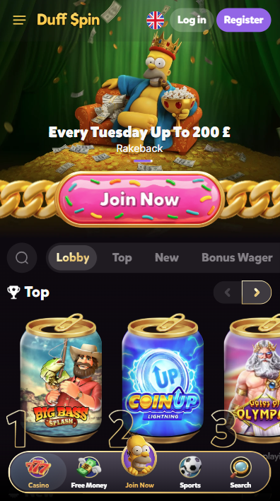 DuffSpin Casino Lobby