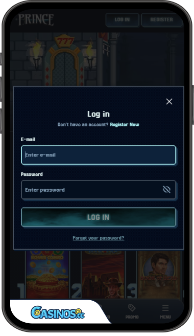PrinceCasino Login from Mobile