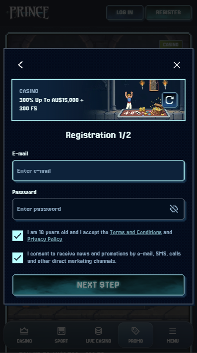 PrinceCasino Sign Up