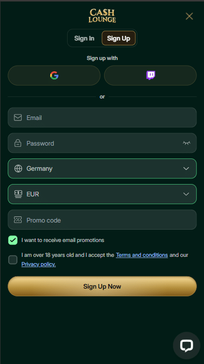 Cash Lounge Casino Sign Up