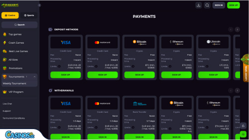 Drakaris Casino Payments