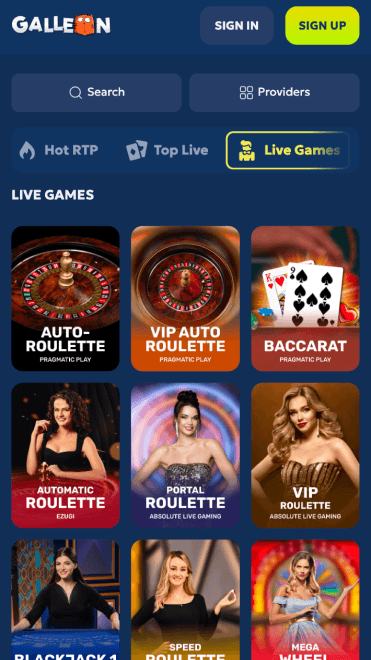Galleon Casino Live Games