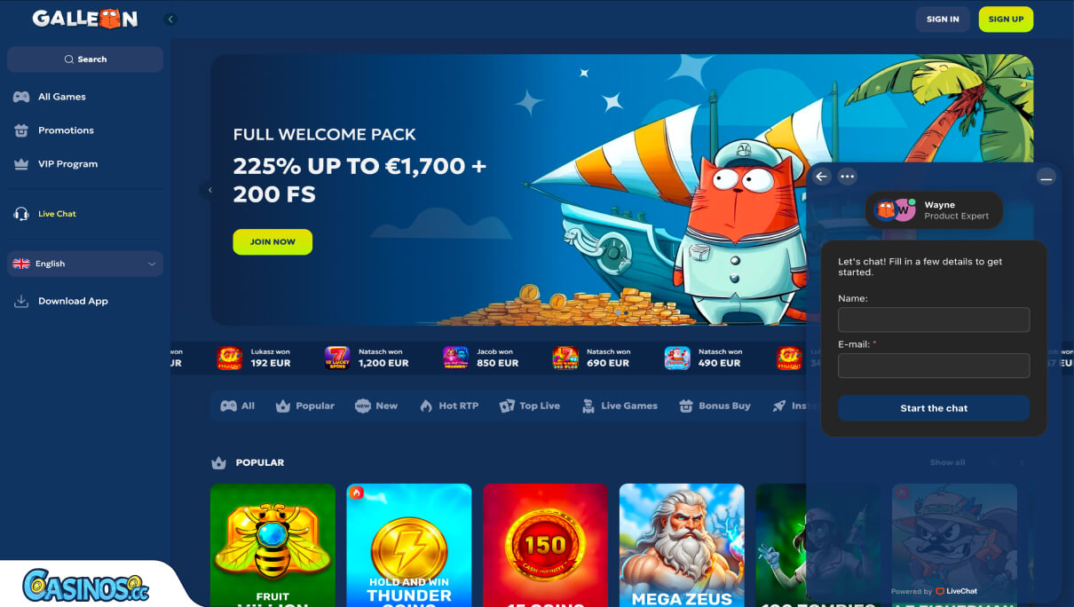Galleon Casino Support