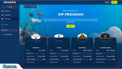 Galleon Casino VIP program