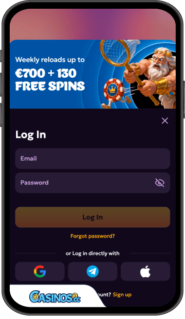 LuckyGans Casino Login from Mobile
