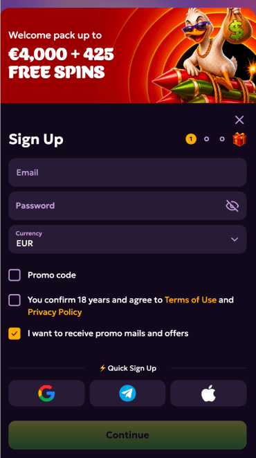 LuckyGans Casino Sign up