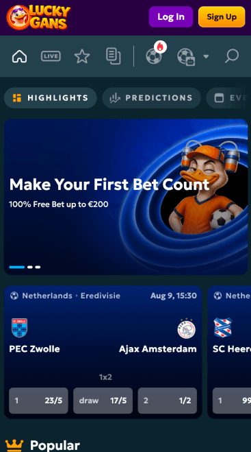 LuckyGans Casino Sport betting